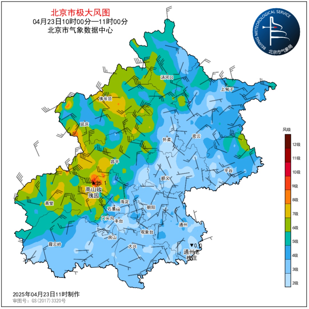 局地阵风可达8级以上，北京发布大风蓝色预警，明天降温