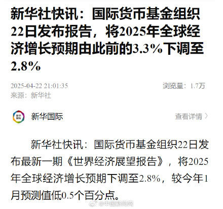 2025全球经济增长预期下调至2.8% 2025全球经济增长预期下调至2.8%