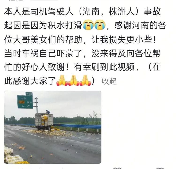 湖南一货车在河南侧翻，数千只小鸡崽散落高速！多名路人帮忙捉鸡