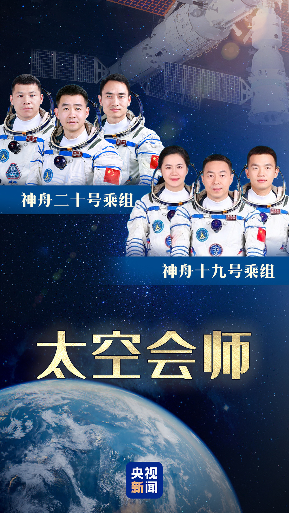 第六次“太空会师” 神舟二十号3名航天员顺利进驻中国空间站 第六次“太空会师” 神舟二十号3名航天员顺利进驻中国空间站