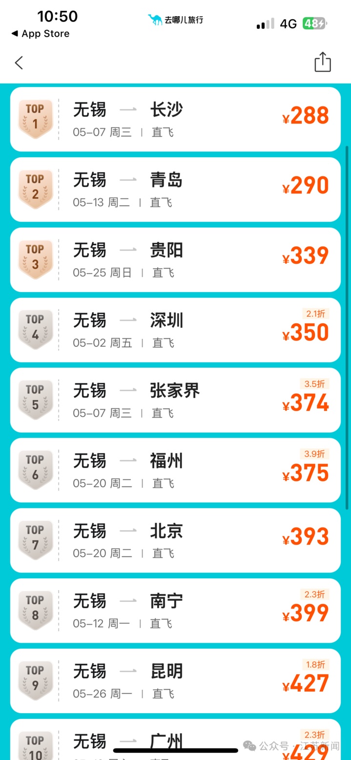 错峰出游机票价格大跳水！暴跌超80%！