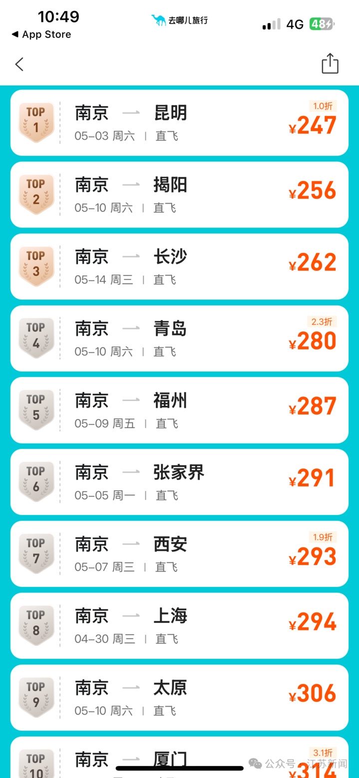 错峰出游机票价格大跳水！暴跌超80%！