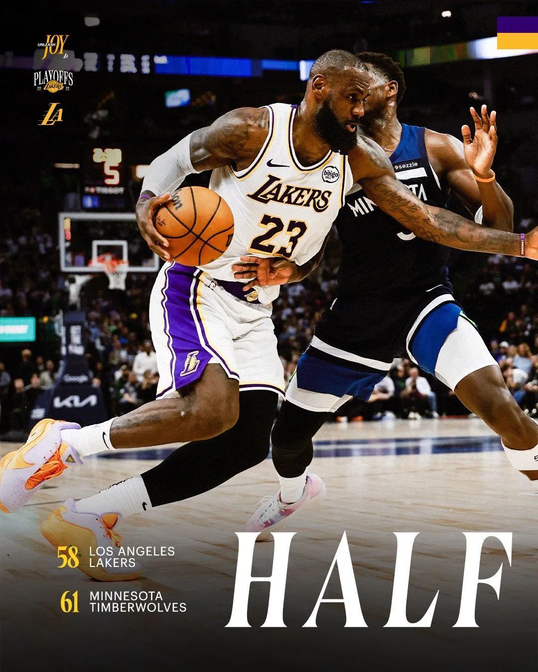 森林狼116-113力克湖人，大比分3-1夺取赛点！东詹合计空砍65分