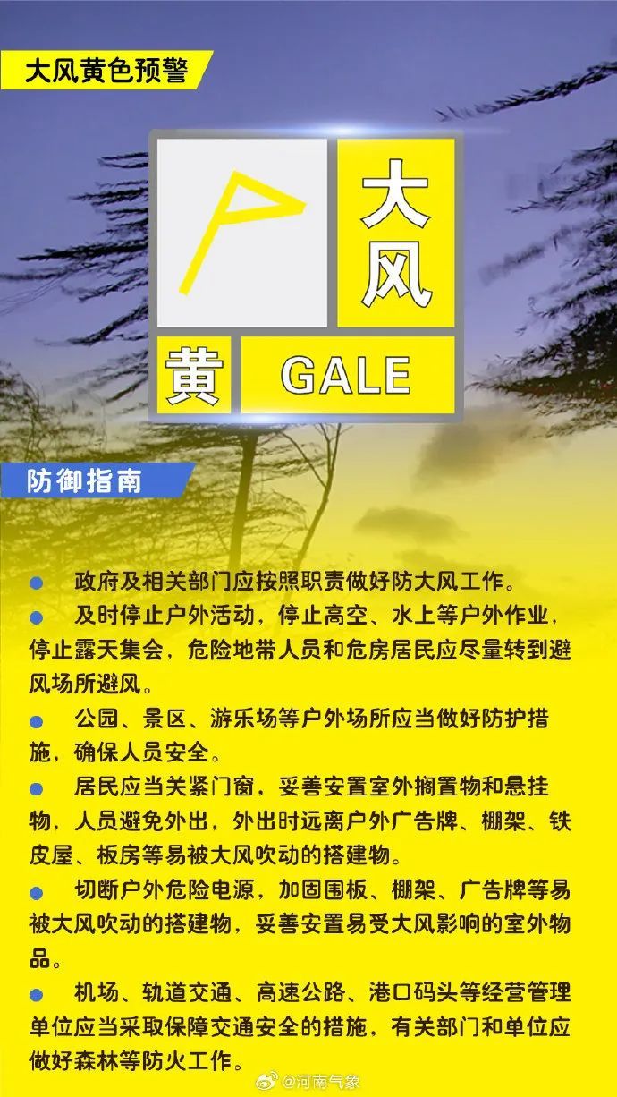 郑州气象发布大风黄色预警,这份假期安全提示请收好 郑州气象发布大风黄色预警,这份假期安全提示请收好