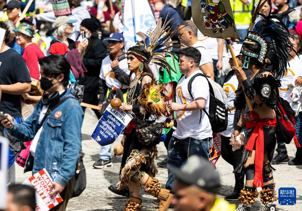 美国多地举行“五一”劳动节示威活动