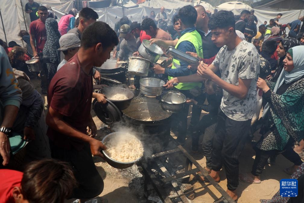 加沙城：领取救助食物