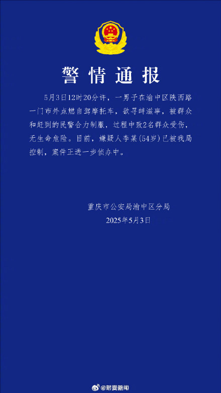 警方通报:男子欲寻衅滋事被群众和民警制服 警方通报:男子欲寻衅滋事被群众和民警制服
