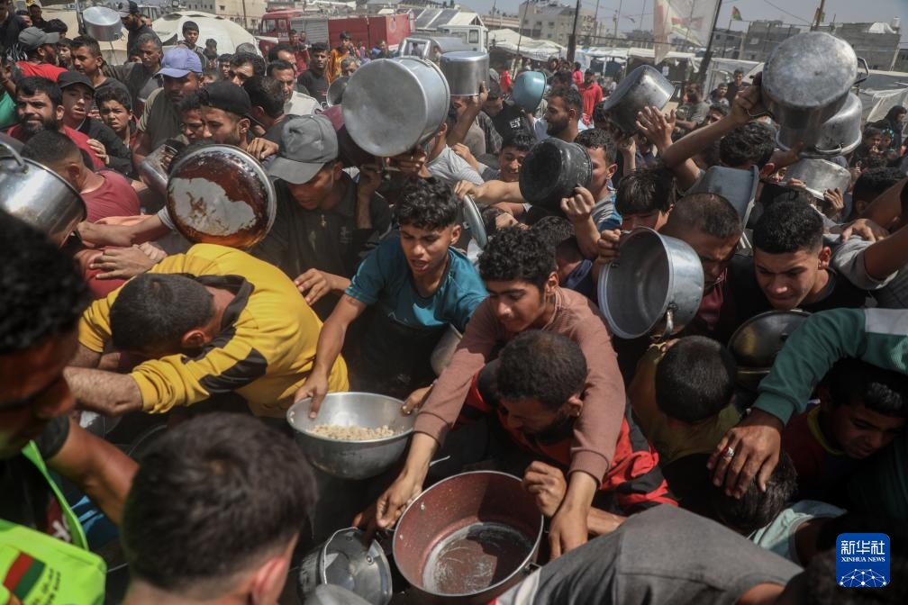 加沙城：领取救助食物