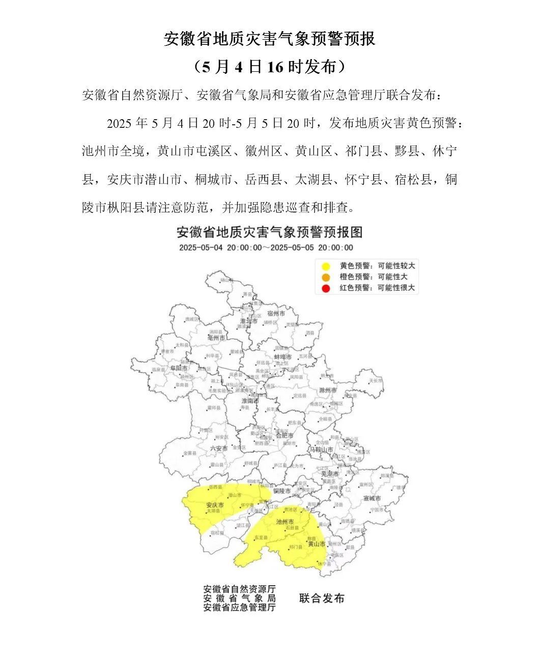 安徽发布双预警