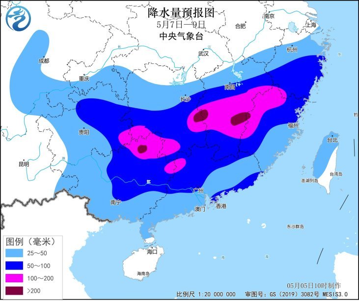 5月7日至9日南方地区将有大范围较强降雨过程