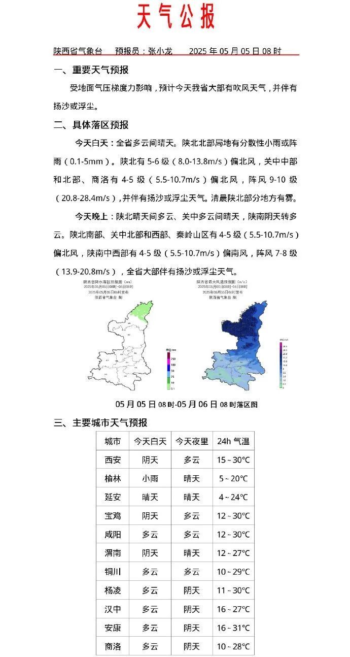 大风、沙尘暴！陕西最新天气预报→