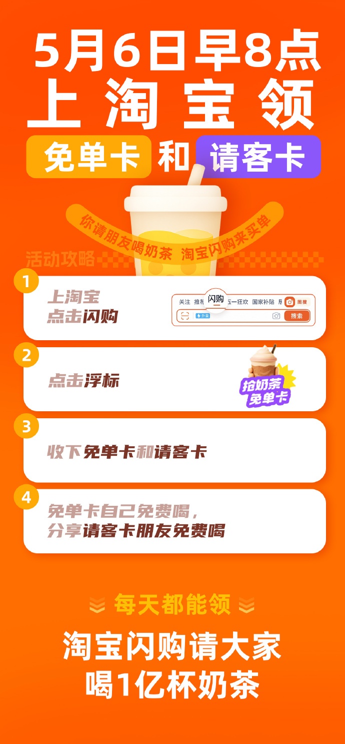 淘宝宣布:送出一亿杯奶茶!今天早上8点开抢,网友:又到了拼手速的时候…… 淘宝宣布:送出一亿杯奶茶!今天早上8点开抢,网友:又到了拼手速的时候……