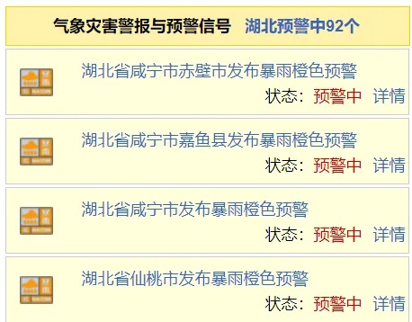 暴雨、大暴雨！停运，关闭……湖北连发92条预警！