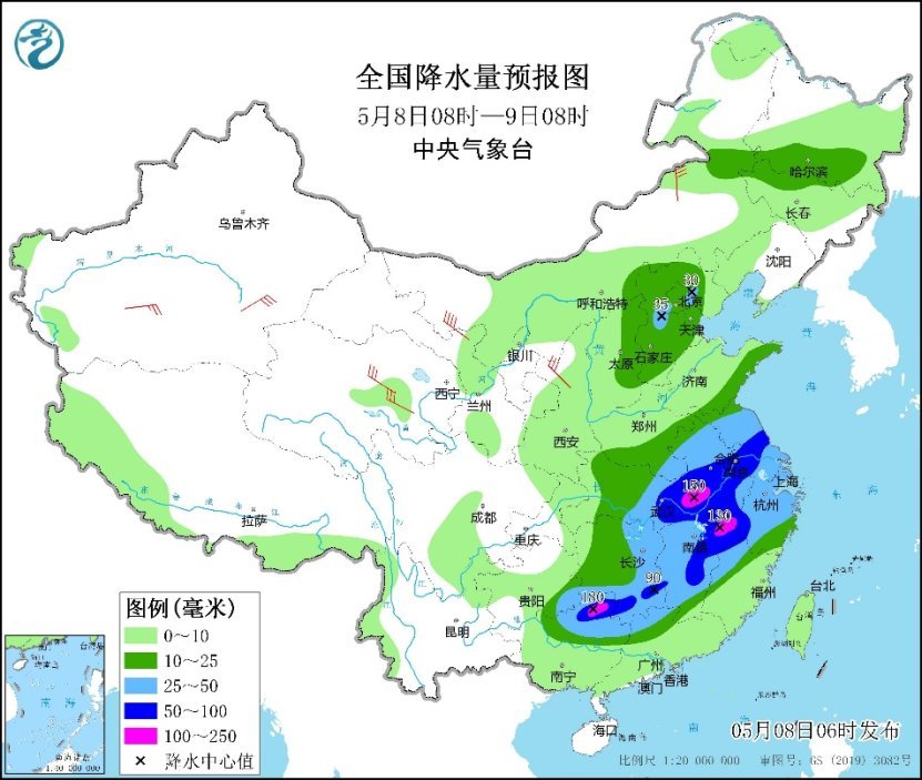 南方降雨进入最强时段 并伴有大范围强对流天气