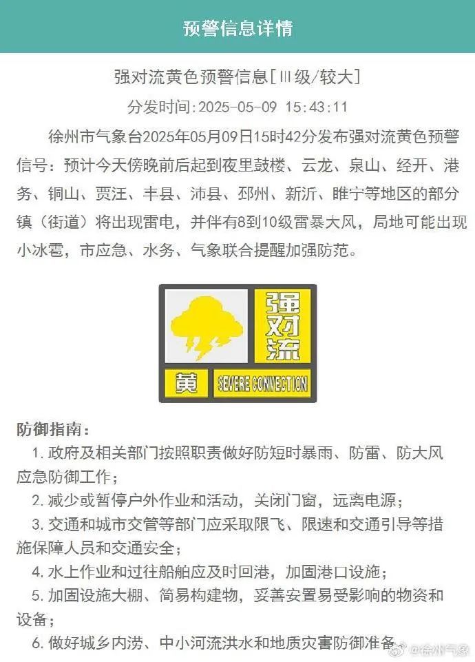 小冰雹！8到10级雷暴大风！江苏一地发布预警