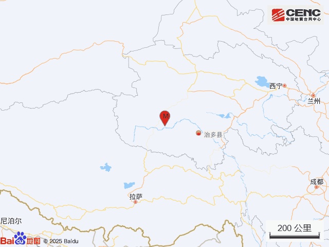 青海玉树州治多县发生3.3级地震，震源深度10千米