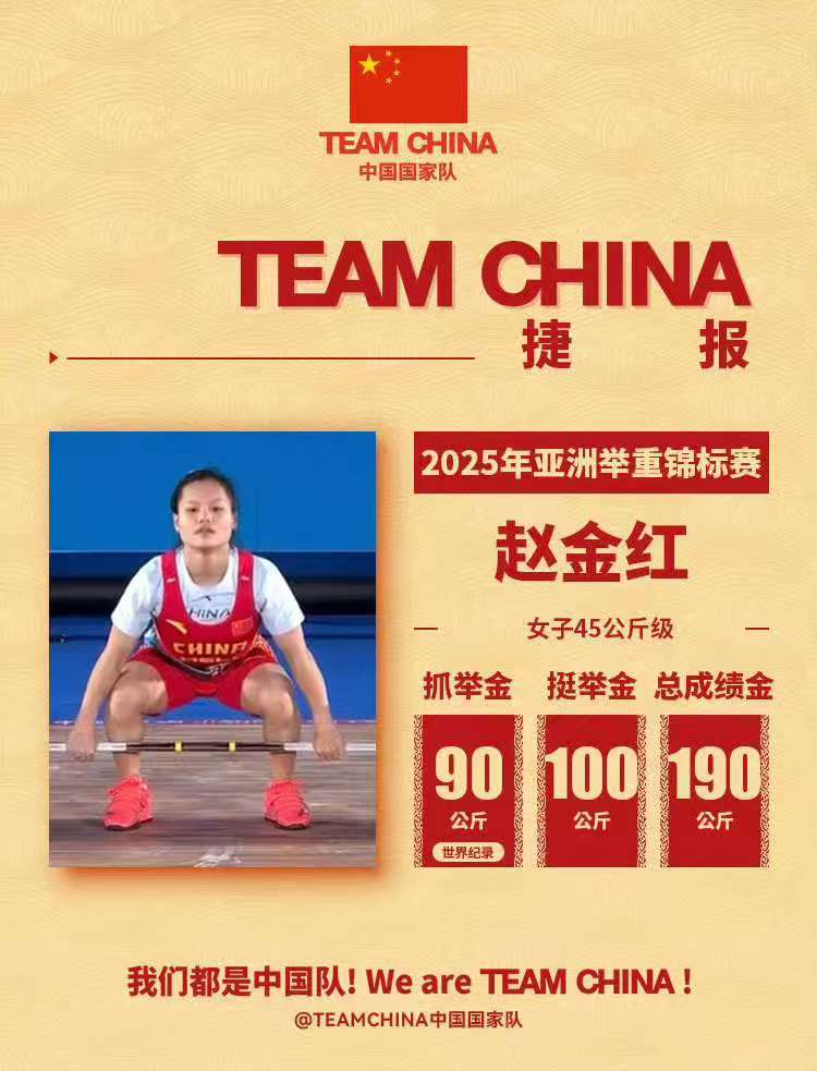 刷新世界纪录!赵金红举重亚锦赛包揽三金 刷新世界纪录!赵金红举重亚锦赛包揽三金