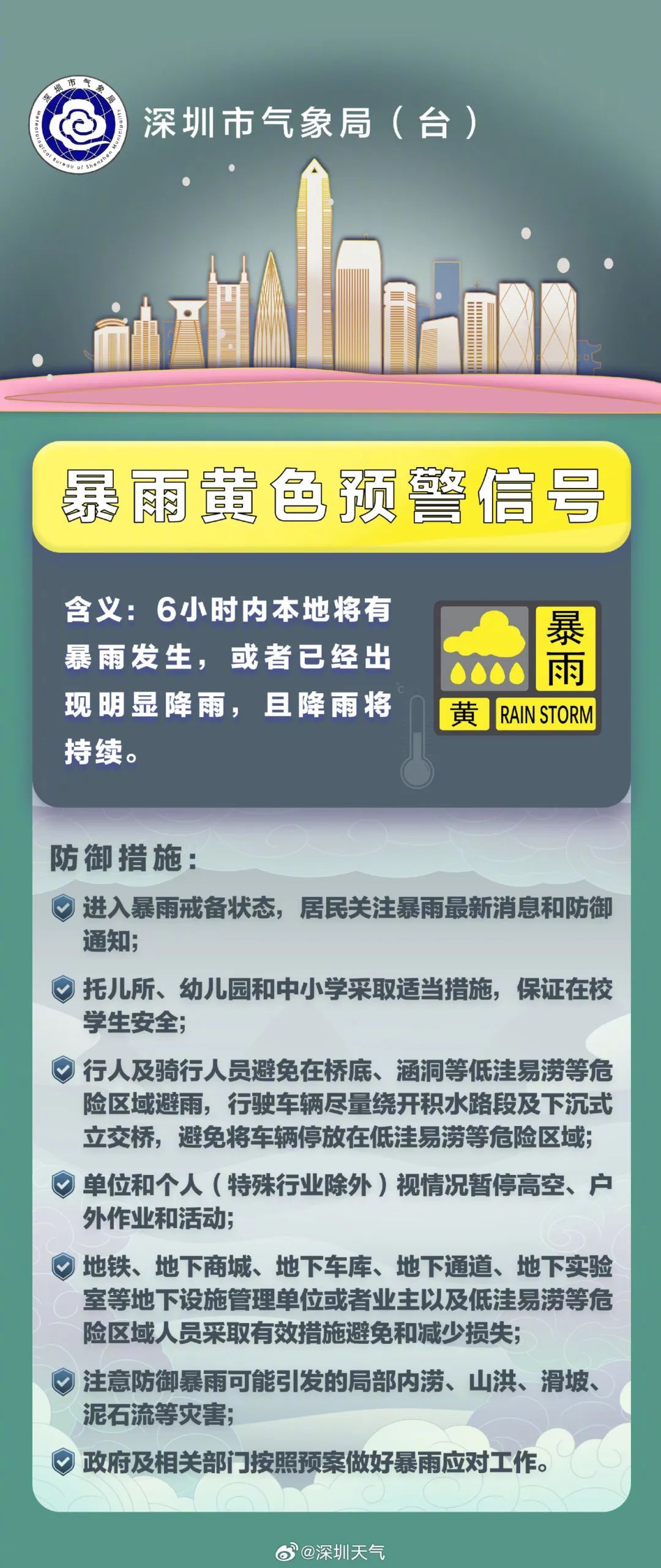 暴雨黄色预警！深圳进入暴雨戒备状态