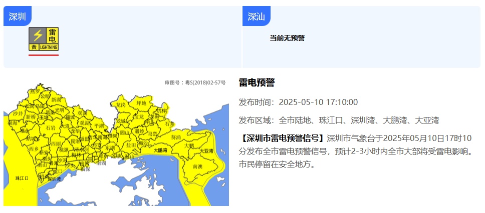 深圳迎7级雷雨大风！全市预警生效中