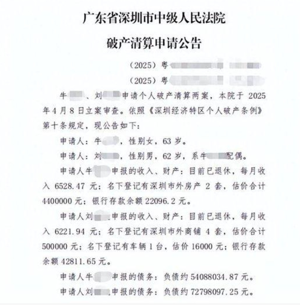 退休夫妻月入1.2万负债1.2亿申请破产，律师：“诚实而不幸”系前置条件