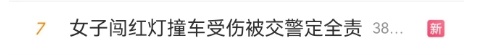 女子骑电动车闯红灯撞车受伤，交警霸气回应：你全责！
