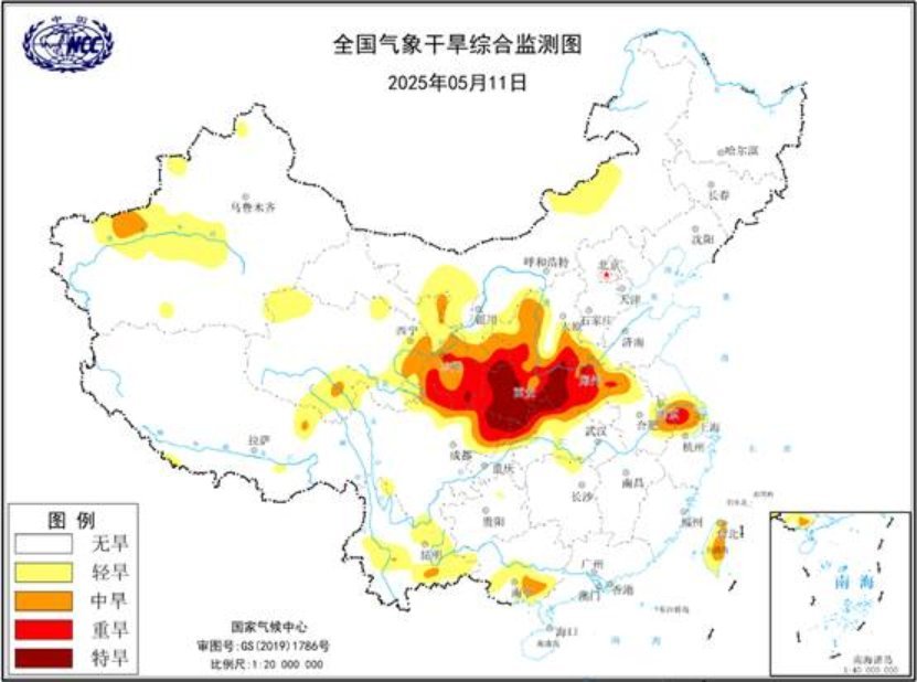气象干旱黄色预警：陕西河南等省存在重度及以上气象干旱
