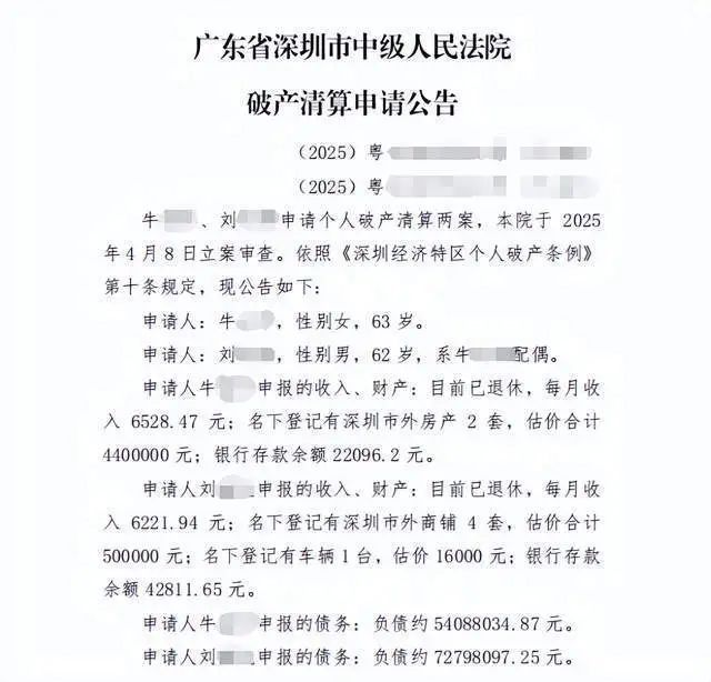 月入1.2万负债1.2亿,深圳一对退休夫妻申请个人破产 月入1.2万负债1.2亿,深圳一对退休夫妻申请个人破产