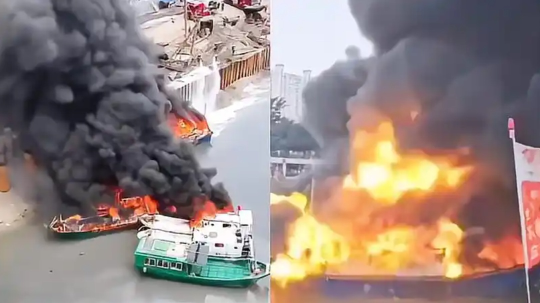 火光冲天!8艘渔船连环起火!消防提醒 火光冲天!8艘渔船连环起火!消防提醒