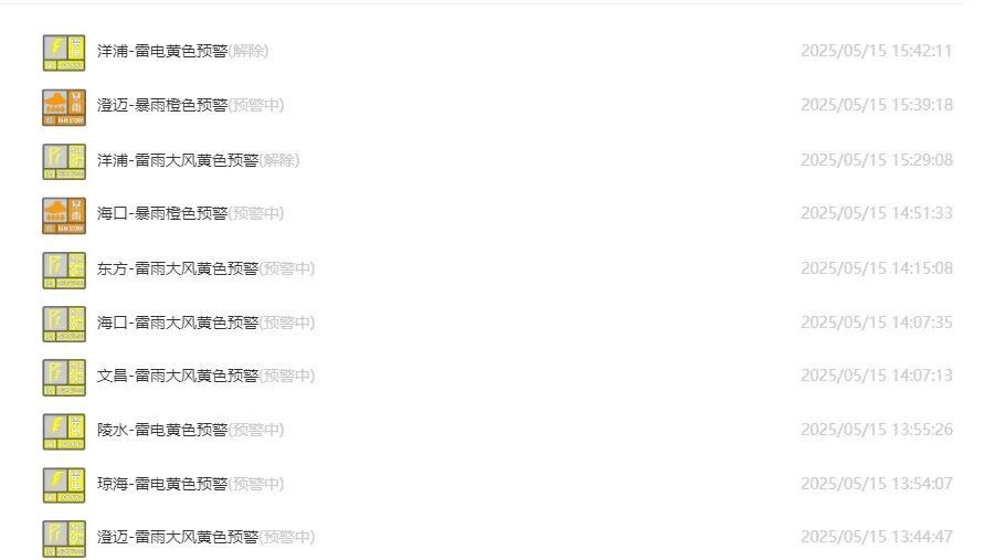暴雨+雷雨大风+雷电!海口三预警生效中,未来海南天气→ 暴雨+雷雨大风+雷电!海口三预警生效中,未来海南天气→