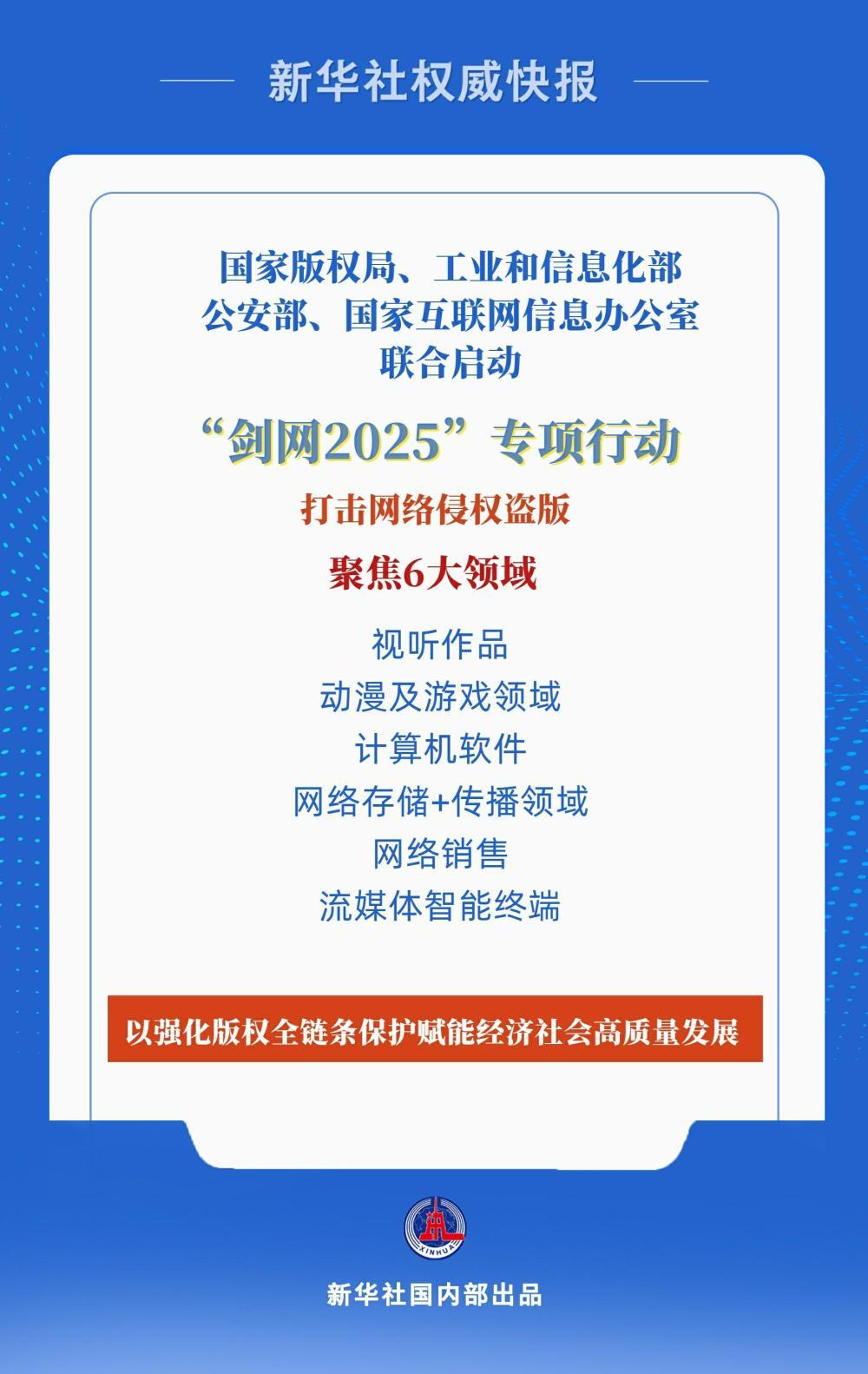 打击网络侵权盗版！四部门联合启动“剑网2025”专项行动