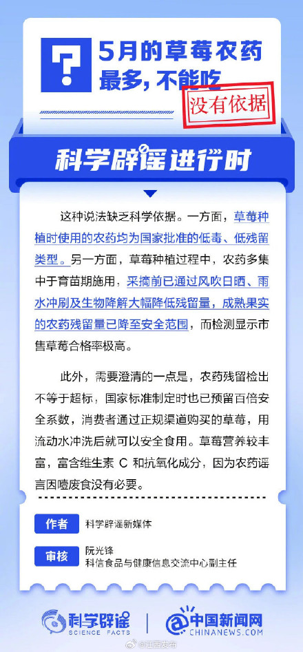 5月的草莓农药最多不能吃系谣言