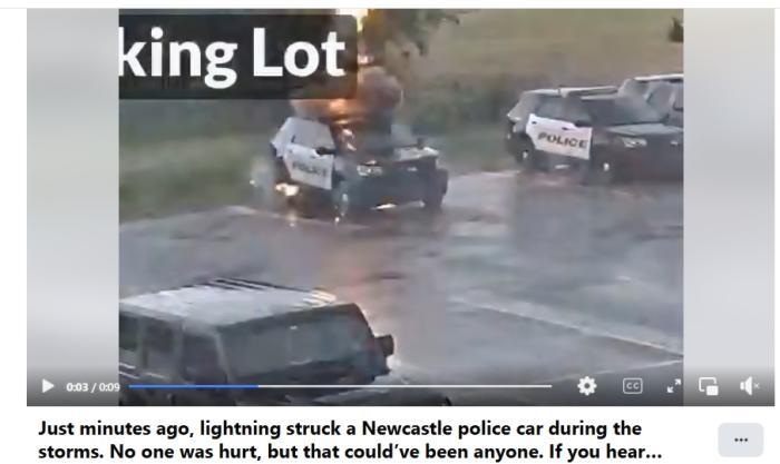 惊险一幕!美国一警车被闪电击中 车顶瞬间窜出黑烟 惊险一幕!美国一警车被闪电击中 车顶瞬间窜出黑烟