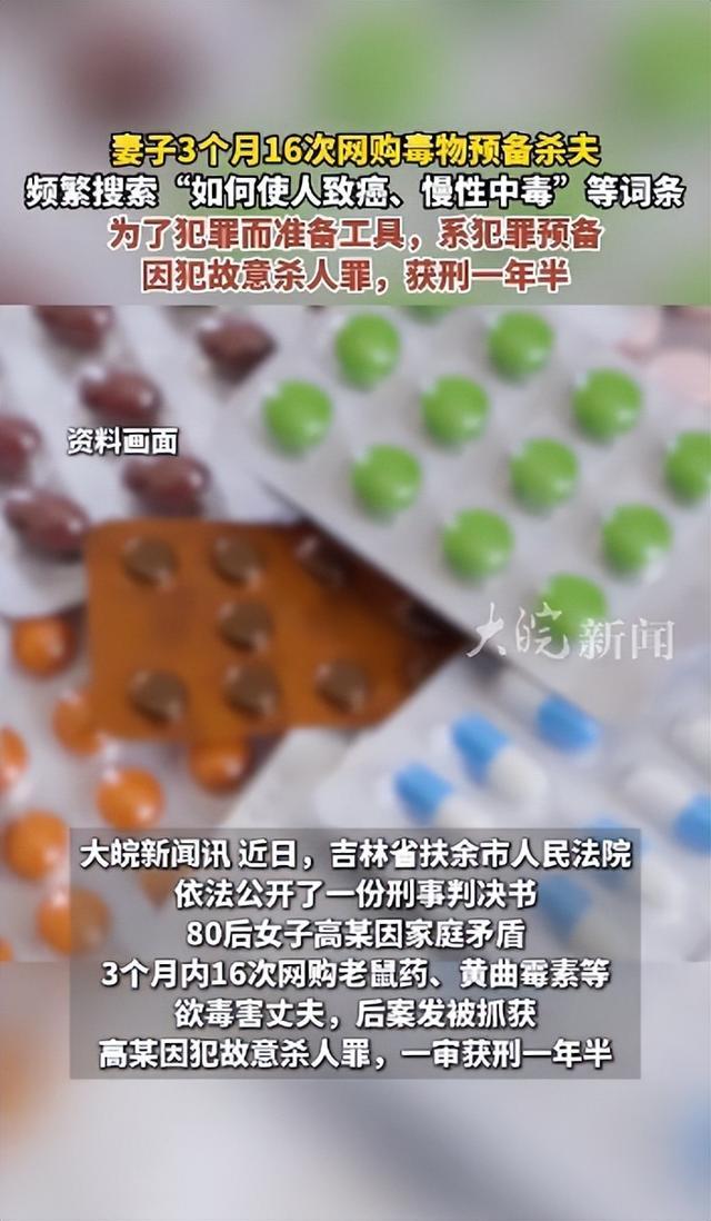 “80后”女子高某被判刑！多次网购毒物欲杀夫