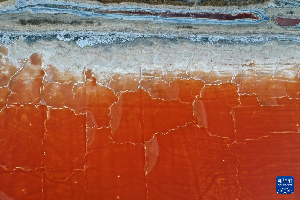 运城盐湖呈现“调色盘”景观