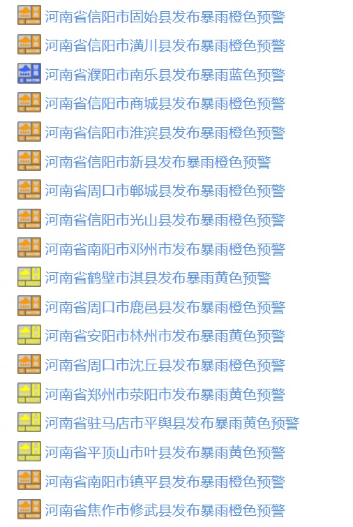 多地暴雨预警,河南发布风险提示 多地暴雨预警,河南发布风险提示