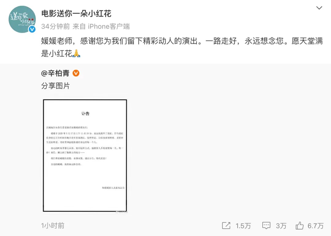 倪萍发千字长文悼念朱媛媛:不愿相信她走了 倪萍发千字长文悼念朱媛媛:不愿相信她走了