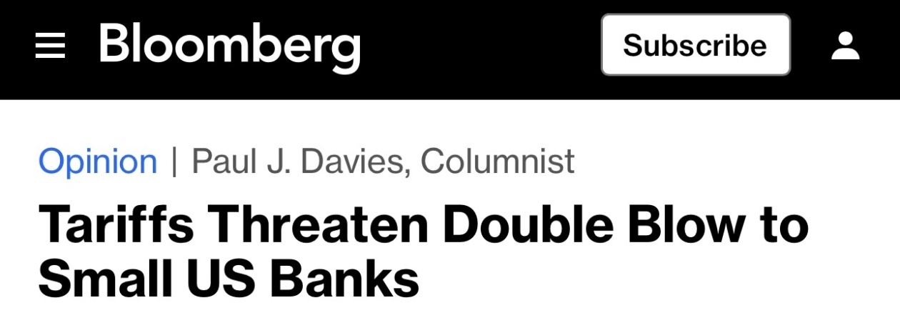 美媒：关税威胁对美国小型银行造成双重打击
