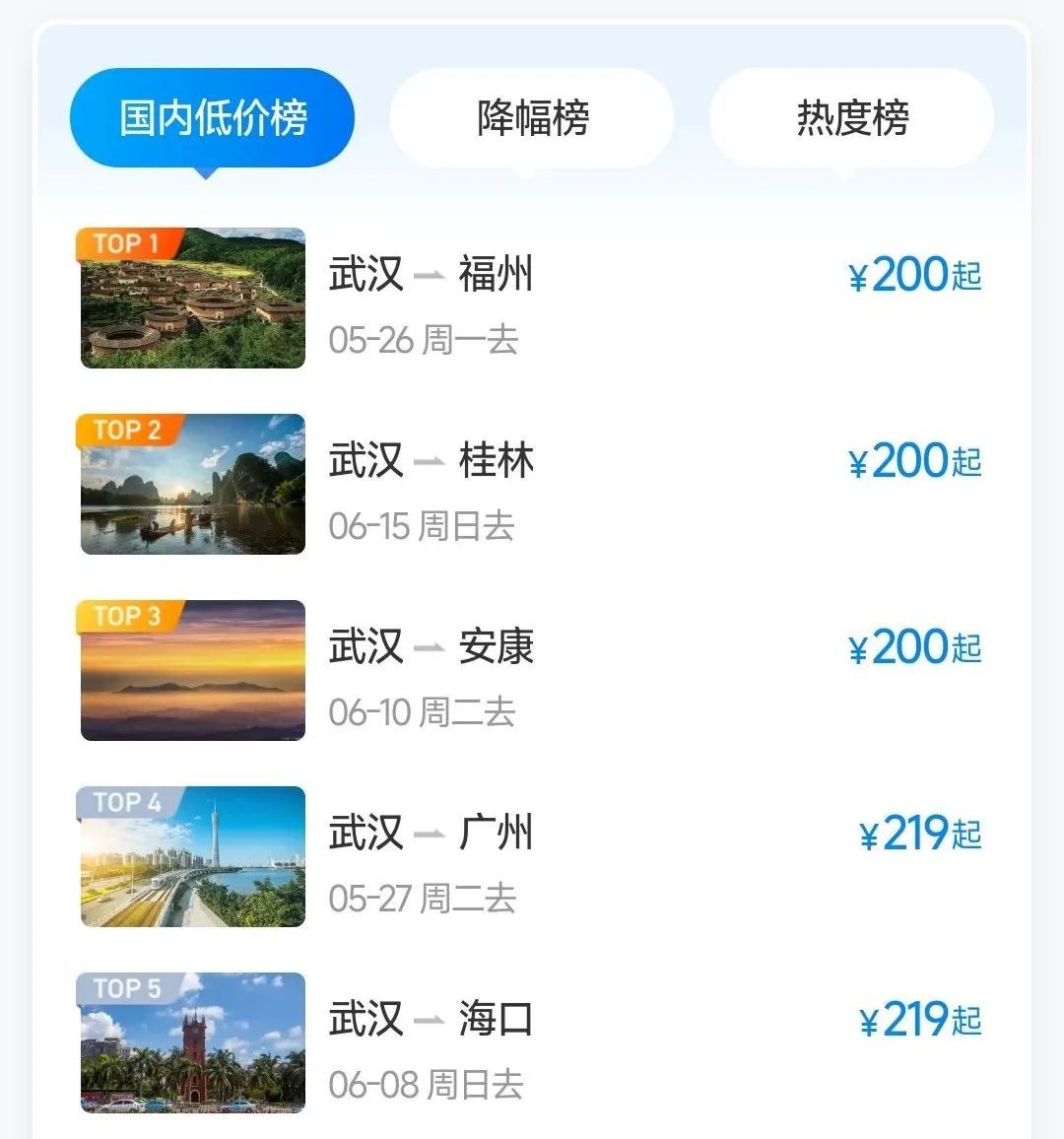 价格大跳水,低至200元!武汉人赶紧安排 价格大跳水,低至200元!武汉人赶紧安排