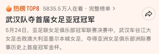 武汉登顶亚洲之巅!王霜:没赢够 武汉登顶亚洲之巅!王霜:没赢够