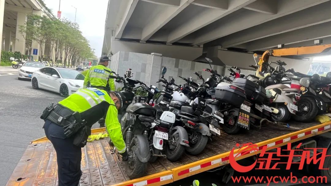 直击广州地铁口“电鸡”整治：多辆无牌车被扣，占道车被拖移
