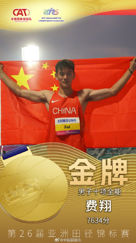 祝贺!费翔勇夺十项全能冠军 祝贺!费翔勇夺十项全能冠军