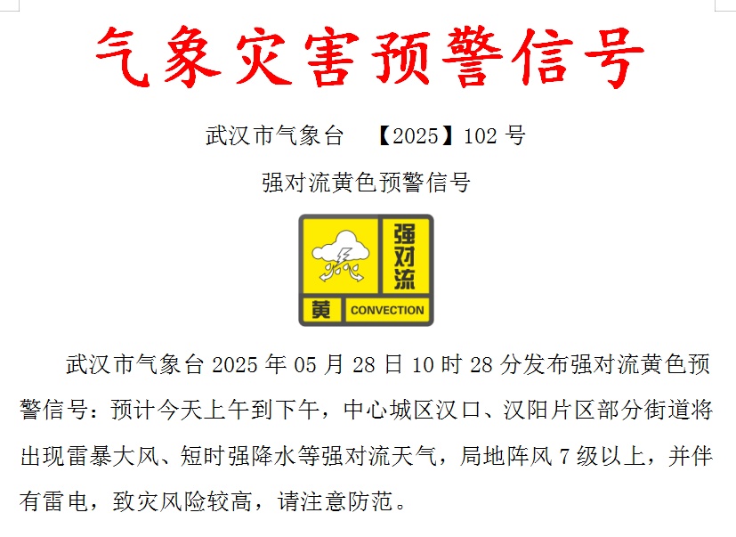大暴雨！雷暴大风！武汉20分钟内预警三连发，今天出门要当心