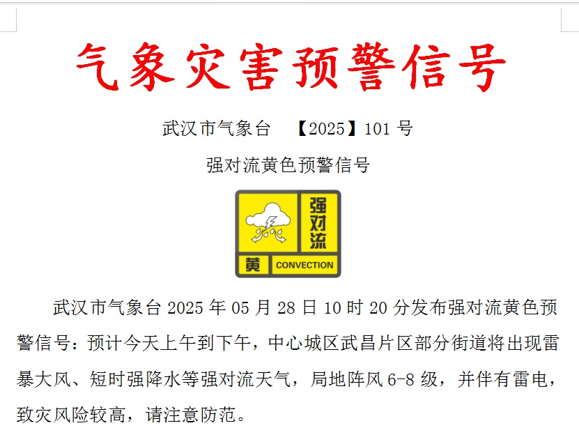 大暴雨！雷暴大风！武汉20分钟内预警三连发，今天出门要当心