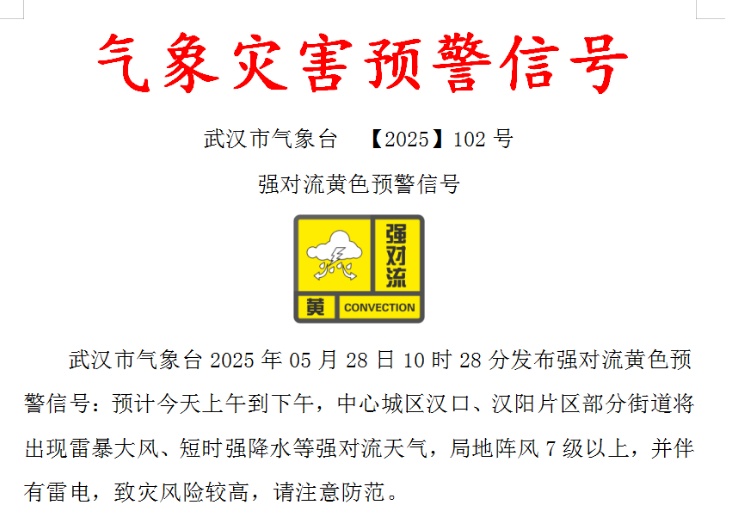 暴雨、大暴雨、雷暴大风!武汉连发预警 暴雨、大暴雨、雷暴大风!武汉连发预警