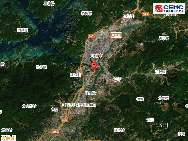 广东河源市源城区发生3.5级地震,震源深度11千米 广东河源市源城区发生3.5级地震,震源深度11千米