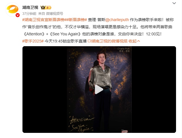 官宣！知名歌手确定参与《歌手2025》，将带来《See You Again》
