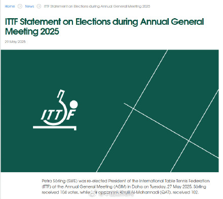 国际乒联发声明回应选举争议 国际乒联发声明回应选举争议