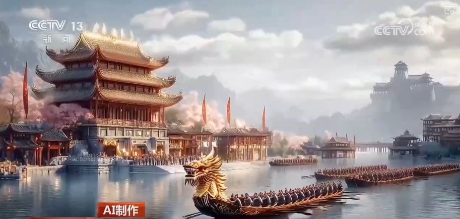 AI再现金明池上赛龙舟 现代游客呐喊与千年前欢呼声隔空和鸣共振 AI再现金明池上赛龙舟 现代游客呐喊与千年前欢呼声隔空和鸣共振