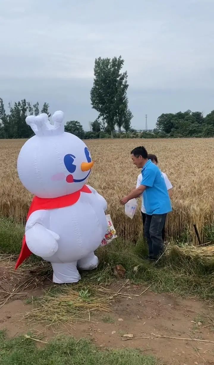 河南多地蜜雪冰城推出麦田配送，网友：“雪王”已“卷”到田间地头