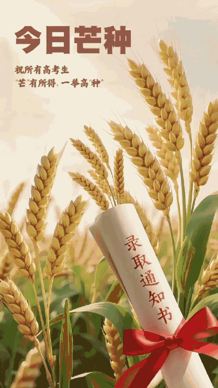加油！今日芒种祝考生们一举高中